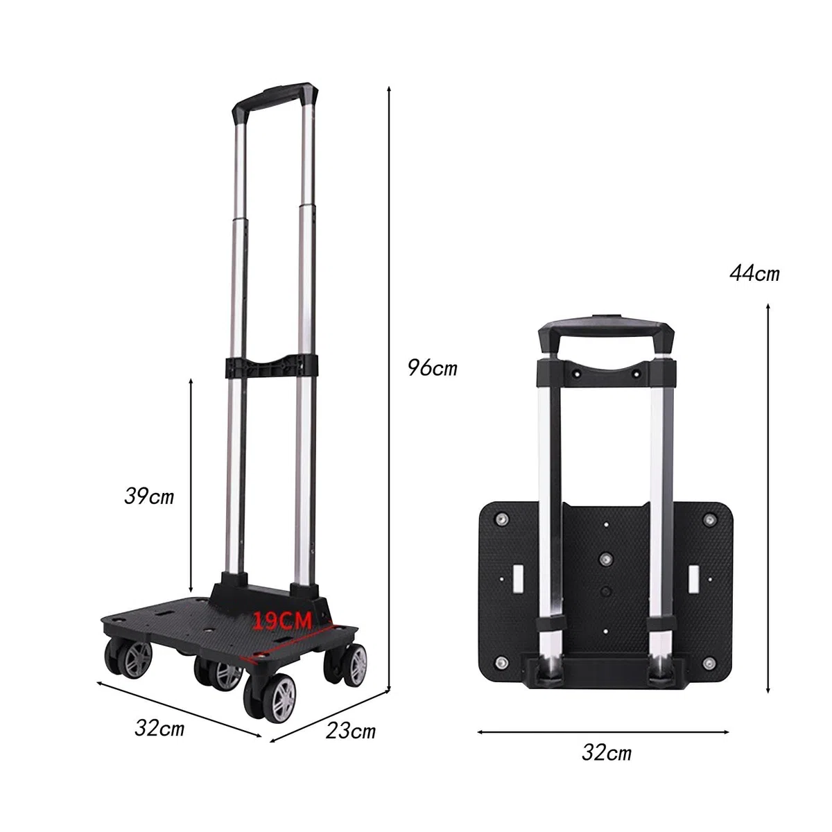 Milageto Carro de Equipaje Mochila Trolley Carro Equipaje Portátil Ligero Ruedas Avión Aluminio Plegable Adecuado para Viajar Estudiar Turismo