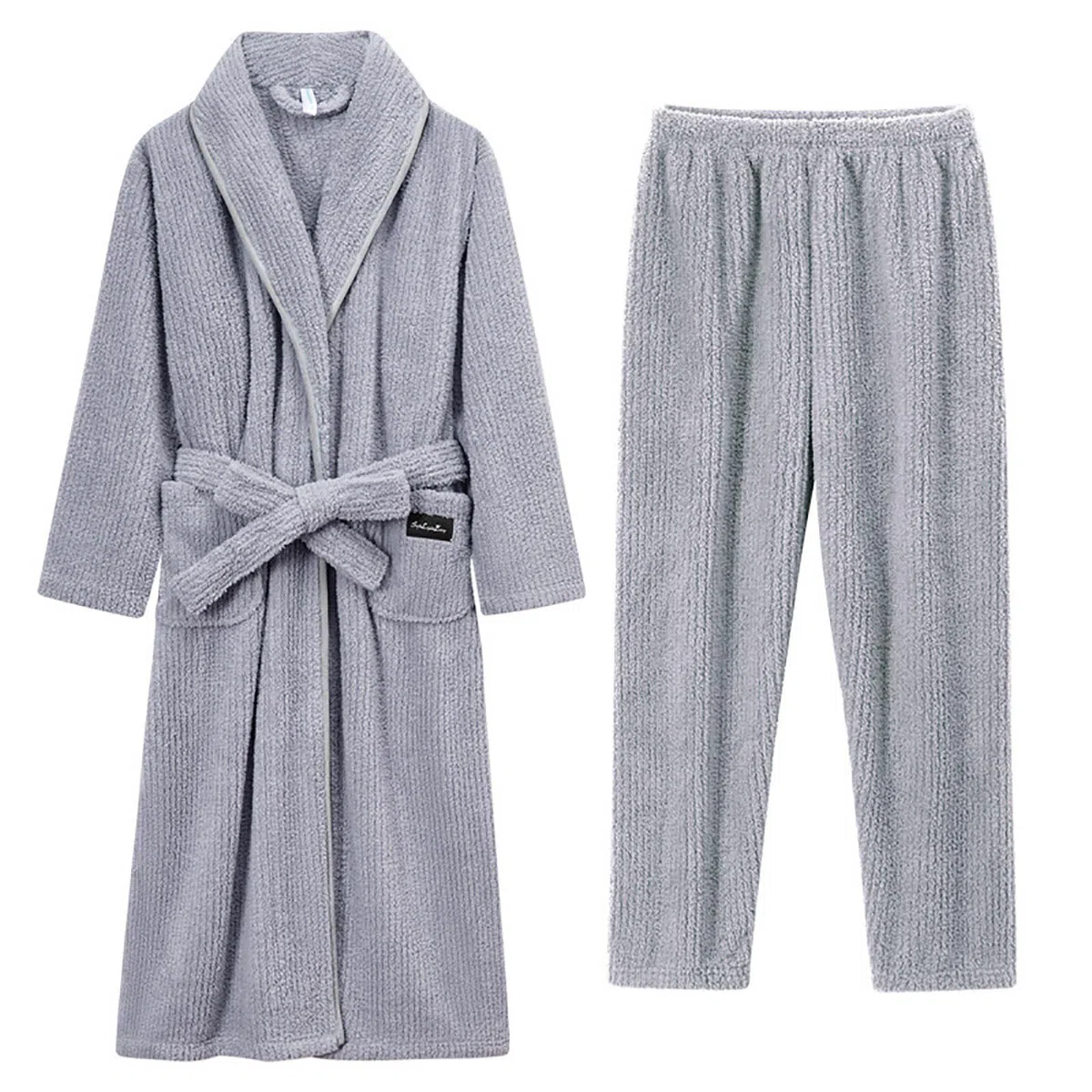 Genérico Pijamas Hombre Verano Divertidos - Conjunto De Pijama para Pareja De Albornoz De Terciopelo Coral Grueso Y Largo para Hombre De OtoñO E Invierno Hombre Sexy