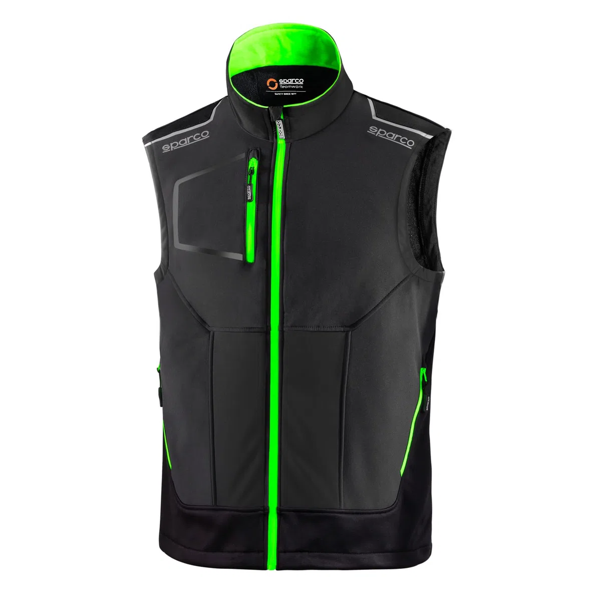 Sparco - Chaleco Tech Illinois GSVF - Material Antiabrasión en Hombros - Cremallera Central Impermeable - Stripes Reflectantes Alta Visibilidad - Talla XXL