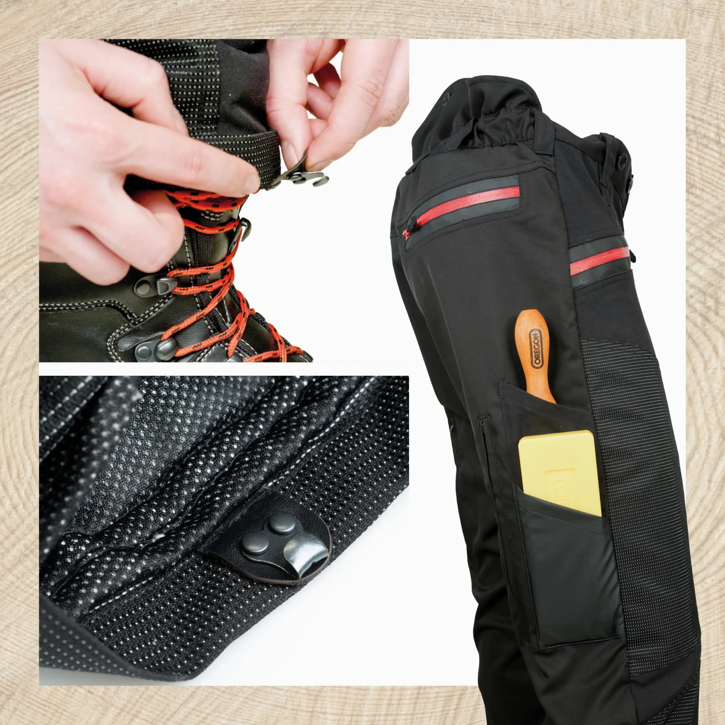 Oregon Pantalones de Seguridad Profesionales para Motosierra Fiordland, Protección Clase A, Pantalones de Trabajo para Hombre y Mujer, EPI Ajustable con Protección 20m/s EN ISO 11393-2n - Talla M