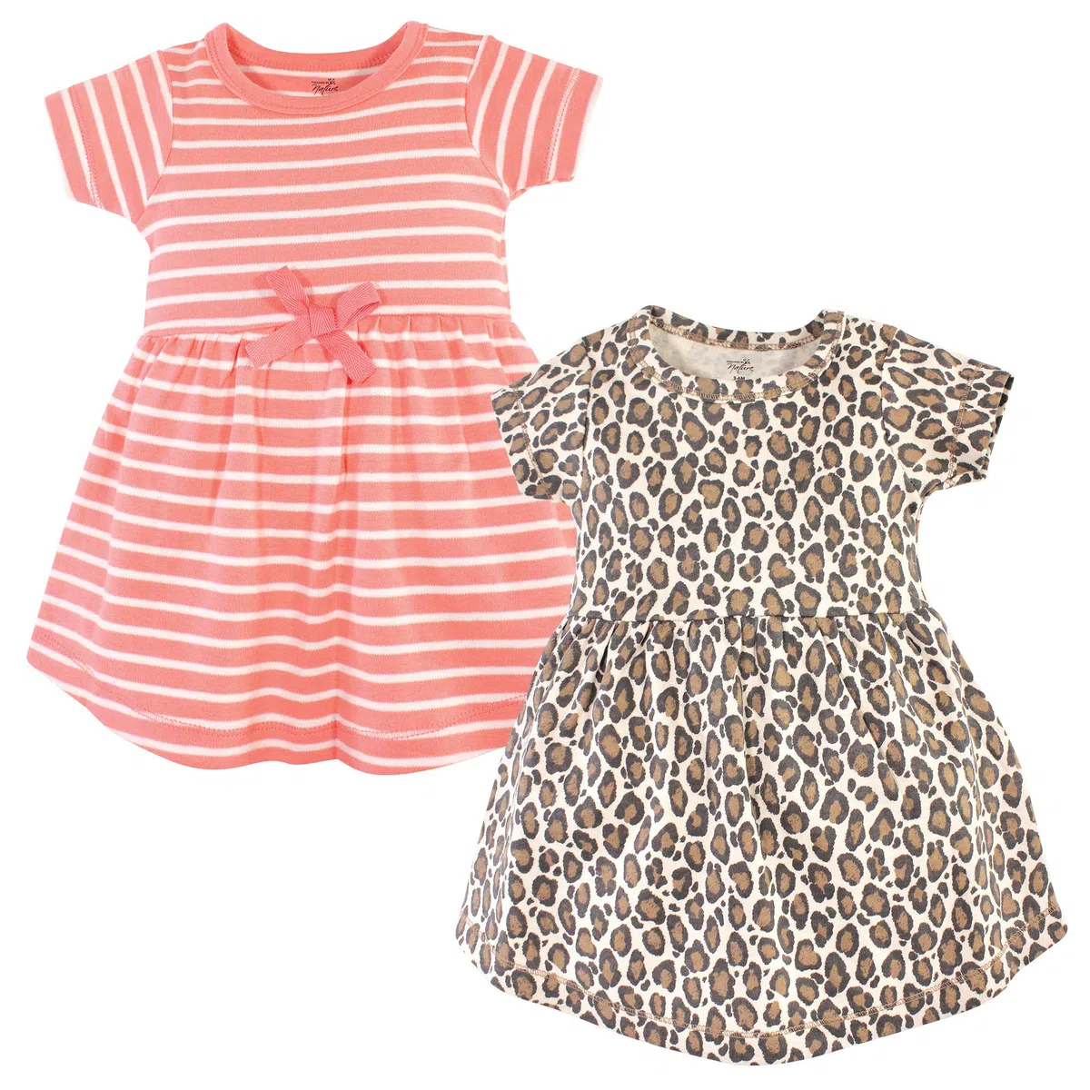 Touched by Nature - Vestido de manga corta de algodón orgánico para niñas - Marrón - 10 años