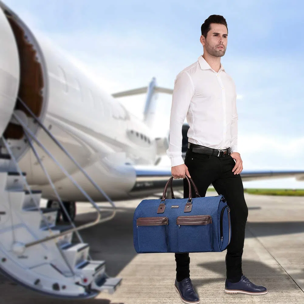 Modoker - Bolsa de Ropa Convertible con Correa para el Hombro, Bolsa de Lona para Hombre y Mujer, 2 en 1 para Colgar en Maleta, Bolsa de Viaje