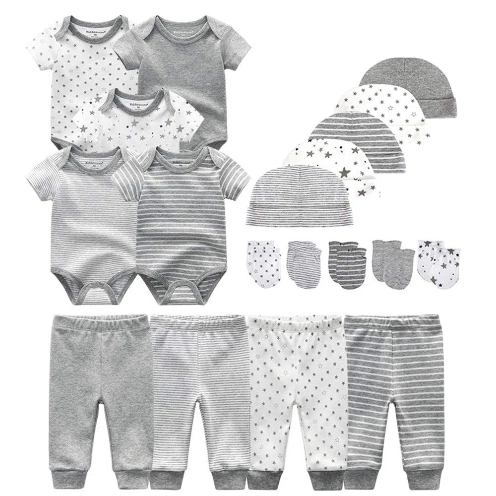 Kiddiezoom - Pantalón unisex para bebé, 4 unidades Gris gris 9 mes
