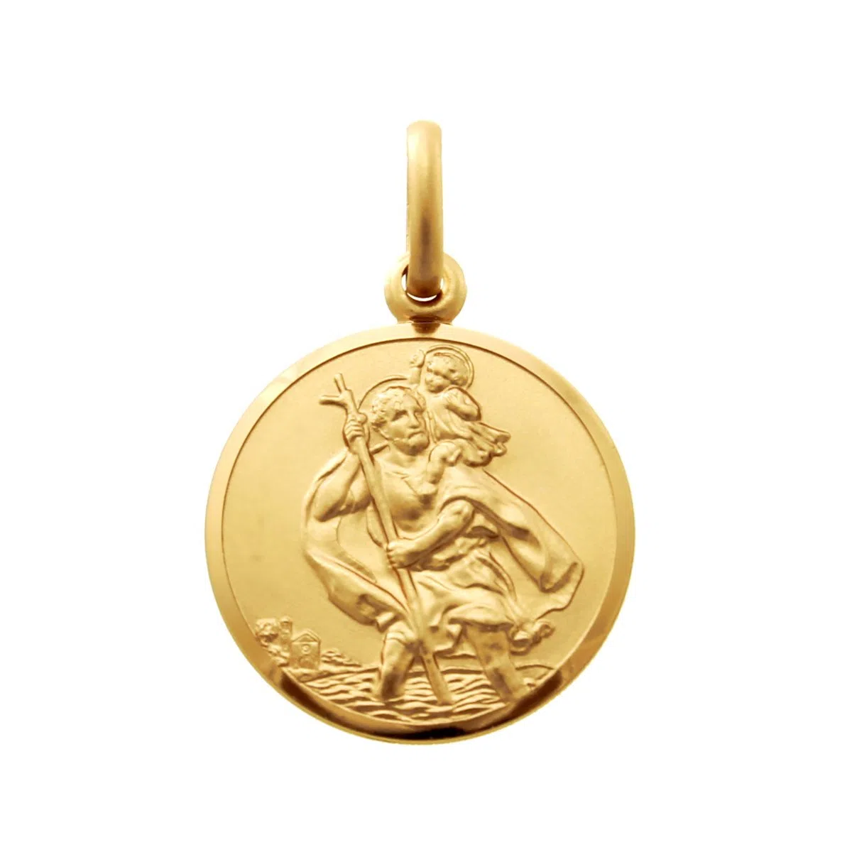 Colgante Medalla Pequeña San Cristóbal de Oro 9K
