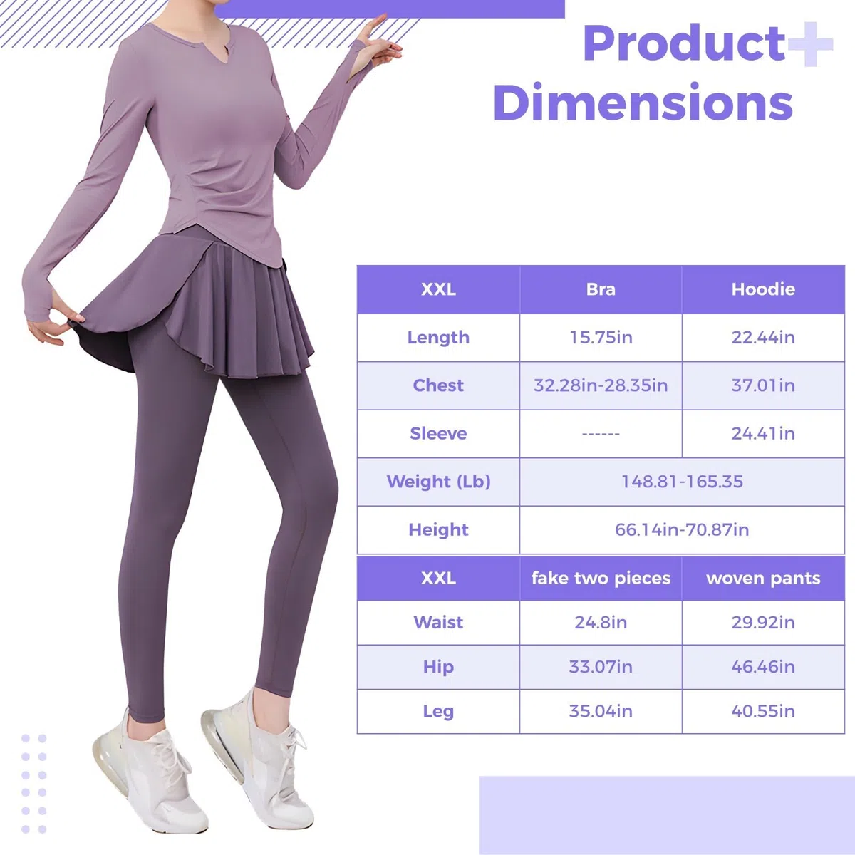 Conjunto de yoga y fitness de 5 piezas para mujer, camiseta atlética de manga larga, pantalones deportivos de cintura alta con falda, tela transpirable y que absorbe la humedad, cómodo y elegante