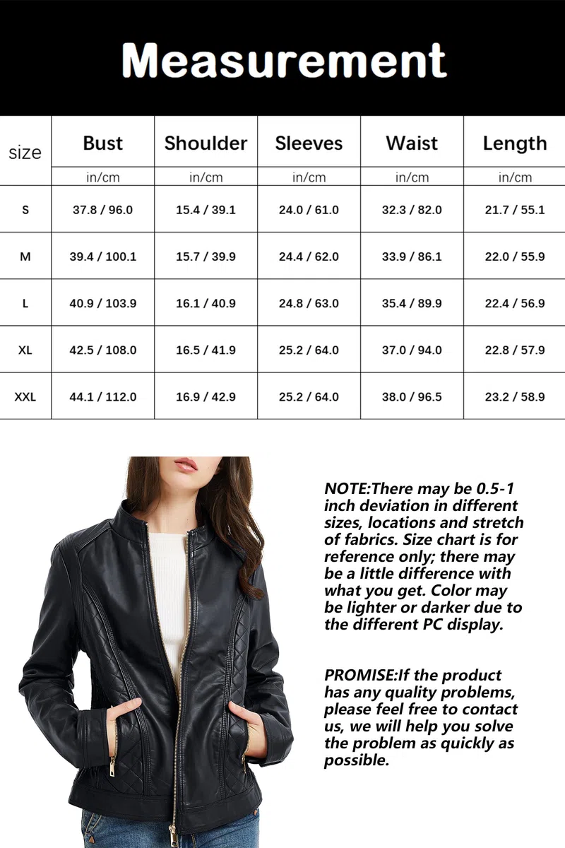 BELLIVERA Chaqueta de Cuero PU para Mujer, Chaqueta con Bolsillos con Cremallera, Chaqueta Corta para el Otoño, Primavera