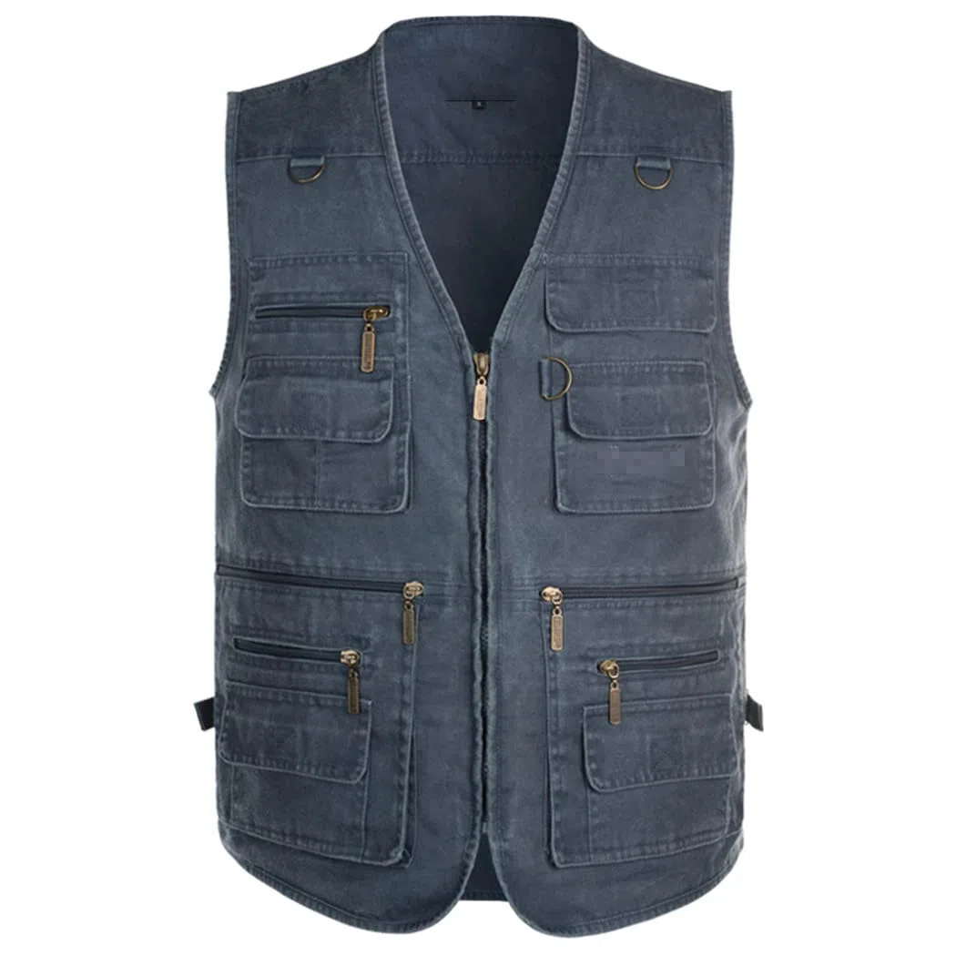 Chaleco de mezclilla de talla grande, chaqueta de hombre sin mangas, chaleco casual de algodón, abrigo de bolsillos de vaquero ajustado