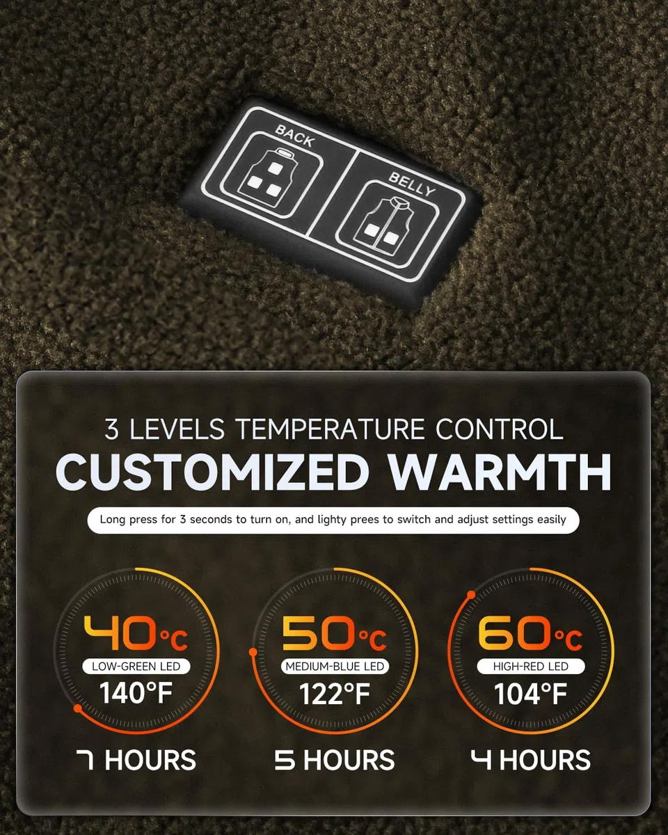 LABEWVI - Chaleco calefactor para hombre, con batería incluida, 10000 mAh, forro polar C1