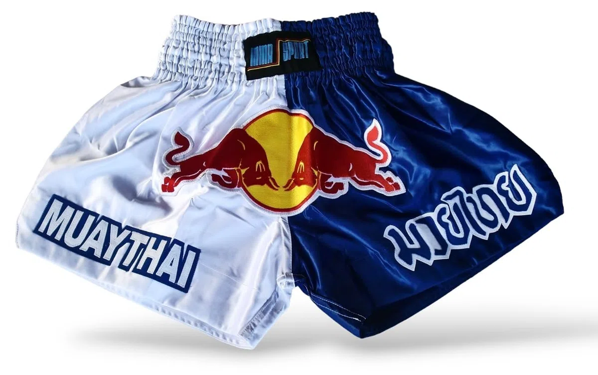 Muay Thai Shorts - Pantalones cortos de boxeo tailandés, Kick Boxing MMA Satinado Bulls