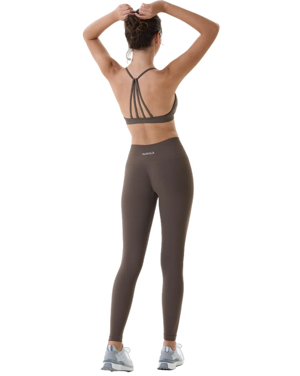 AUROLA - Leggings de entrenamiento para mujer, control de abdomen, a prueba de sentadillas, acanalados, gruesos, sin costuras, pantalones activos