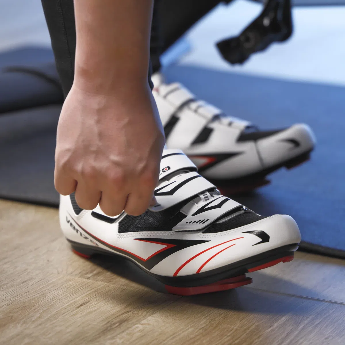 Venzo Bicycle - Zapatos de Ciclismo de Carretera para Hombre, Talla 3, Black