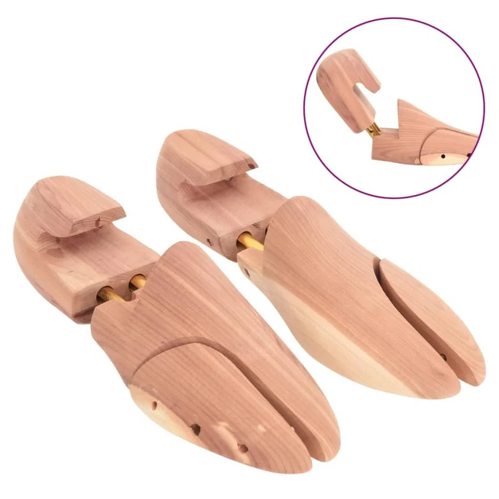 Horma de zapatos de madera maciza de cedro ajustable EU 36-37 con calzador para hombre y mujer, zapatos de piel, para el cuidado de la forma, estiramiento