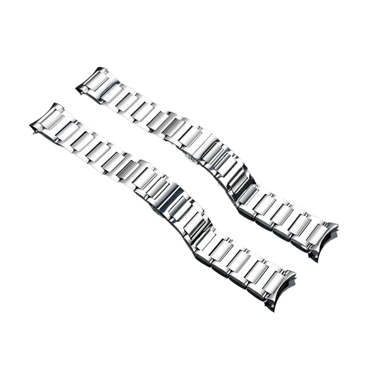 Genérico Compatible con la correa de reloj PIAGET POLO G0A41002 G0A44001 Correa de acero inoxidable Interfaz de arco curvo de 21 mm Pulsera de metal for hombres Hebilla plegable