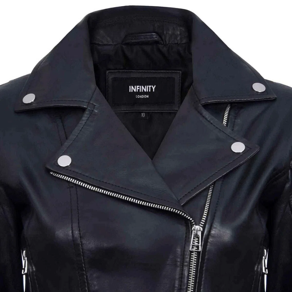 Infinity Leather Chaqueta de Cuero Para Mujer Clásico Estilo Motorista Chaqueta Marrón