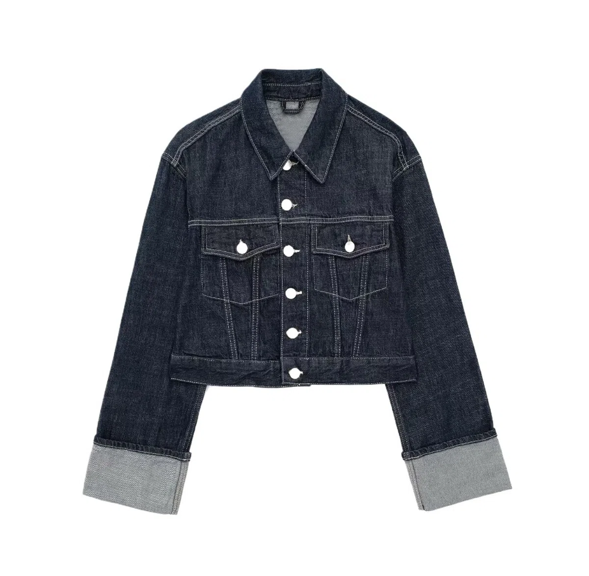 Chaqueta vaquera vintage for mujer, con solapa de un solo pecho, manga larga y bolsillos, chaqueta azul oscuro, estilo High Street