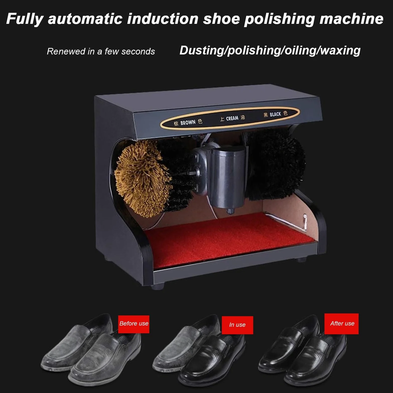 MáQuina EléCtrica para Lustrar Zapatos,MáQuina AutomáTica para Lustrar Zapatos,Cepillo EsféRico Combinado,Limpia Zapatos electrico Dar Lustre A Los Zapato,para Uso DoméStico/Comercial