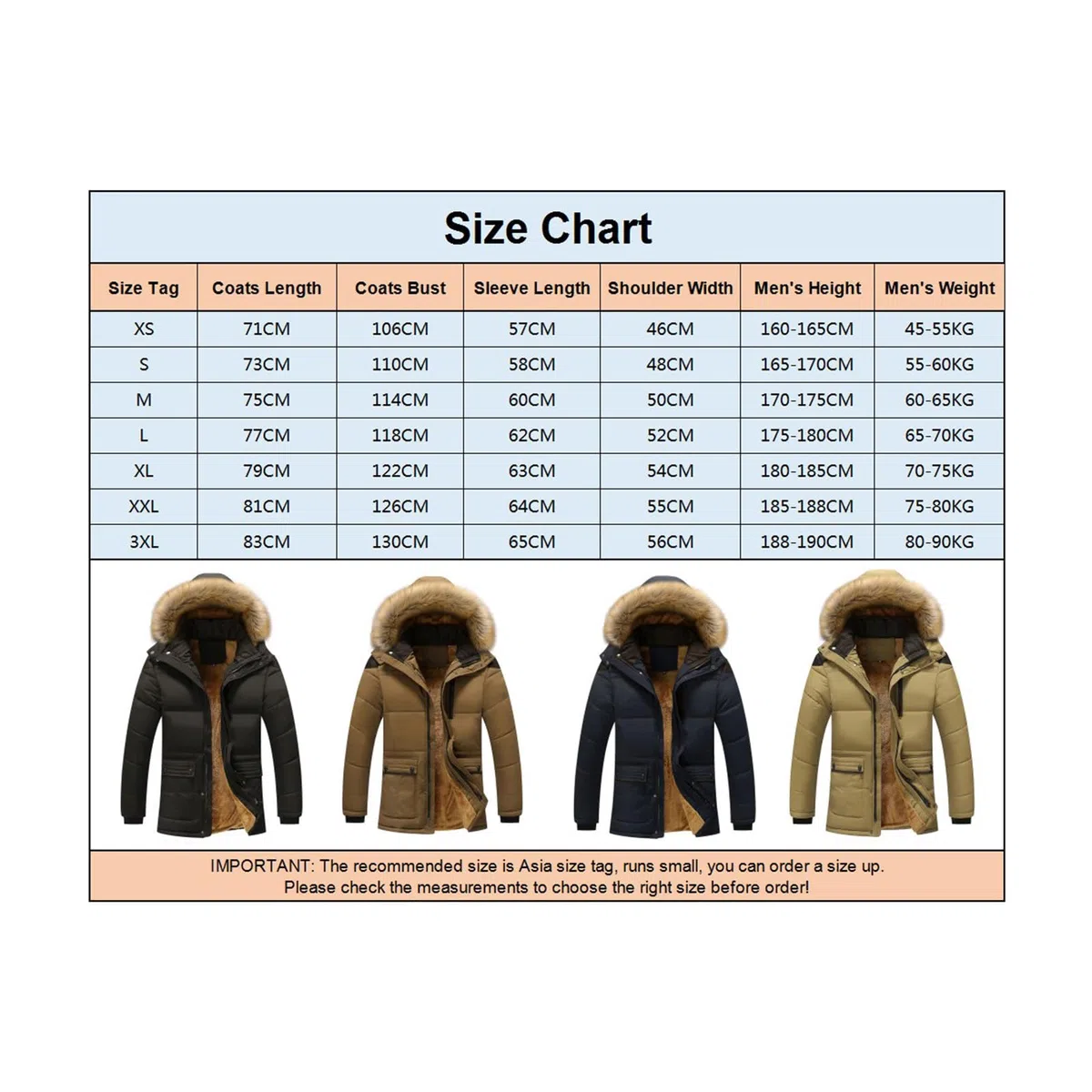 amropi Abrigo para Hombre Parka Forro Polar Chaqueta con Capucha Invierno Cálida Cazadora