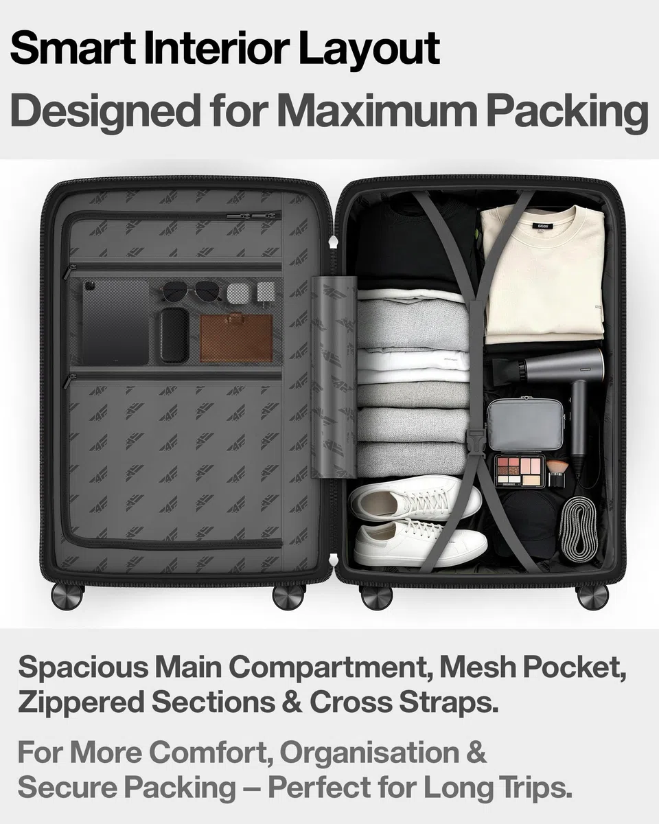 Maleta rígida ligera de viaje y juego de maletas – Maleta con carro con cerradura TSA, ruedas dobles, mango telescópico de aluminio y doble cremallera, estuche de belleza, equipaje de mano y