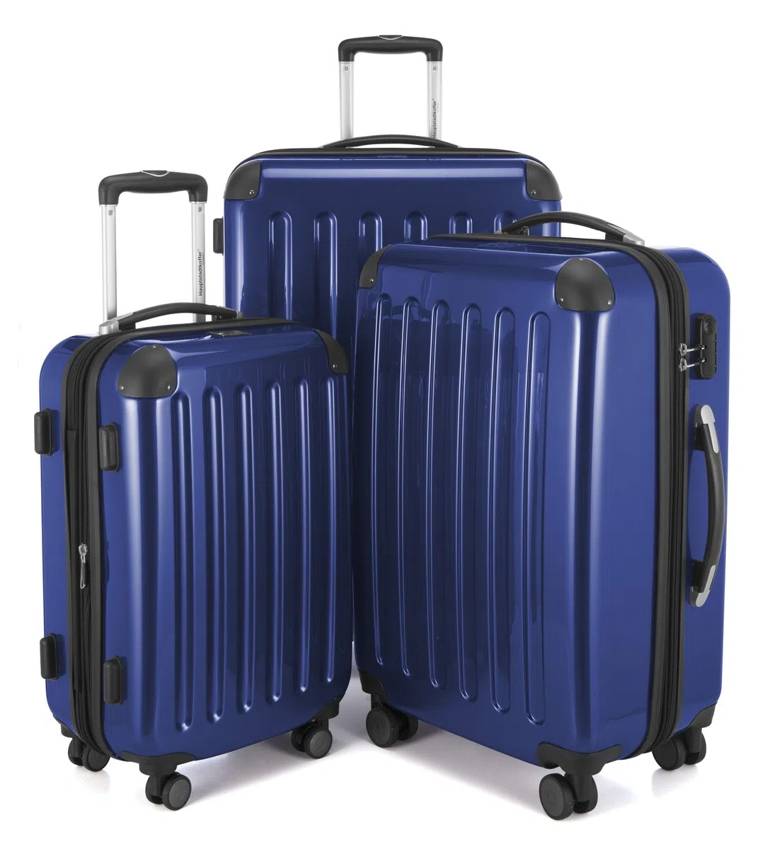 HAUPTSTADTKOFFER - Alex R2 - Juego de 3 Maletas, Maletas rígidas, Trolley, Equipaje de Viaje Mate, Set de Viaje, 4 Ruedas Dobles (S, M y L), Azul Oscuro