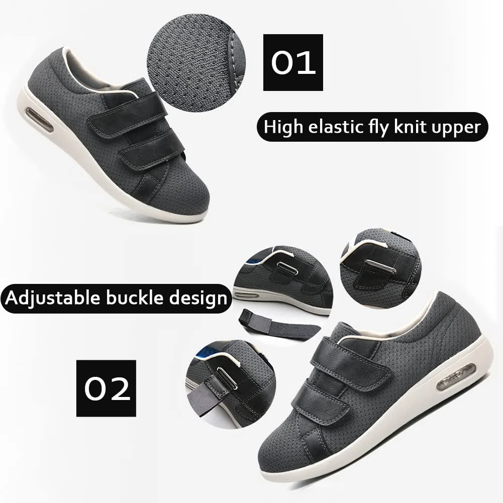 Zapatos Ortopédicos Diabéticos Mujeres Ajustable Edema Zapatos Hinchados Transpirables Antideslizantes Zapatos para Caminar para Mayores Zapato Vendaje Ortopédico,Caqui,38EU
