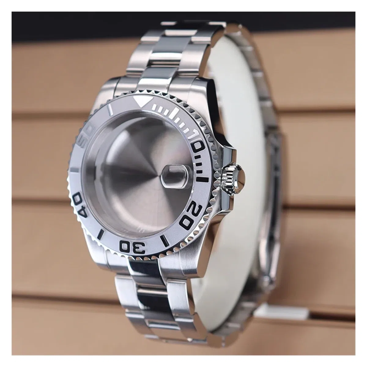 Caja de reloj de 40 mm, esfera de cristal de zafiro de 28,5 mm, compatible con movimiento Nh35/Nh36/Nh34/Eta 2824/Miyota 8215 (parte inferior de cristal 2 para NH34/35/36/38)