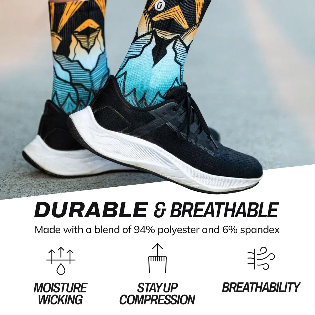 Outway Nature Crew Socks, calcetines atléticos que absorben la humedad con soporte de arco para hombres y mujeres, diseño colorido