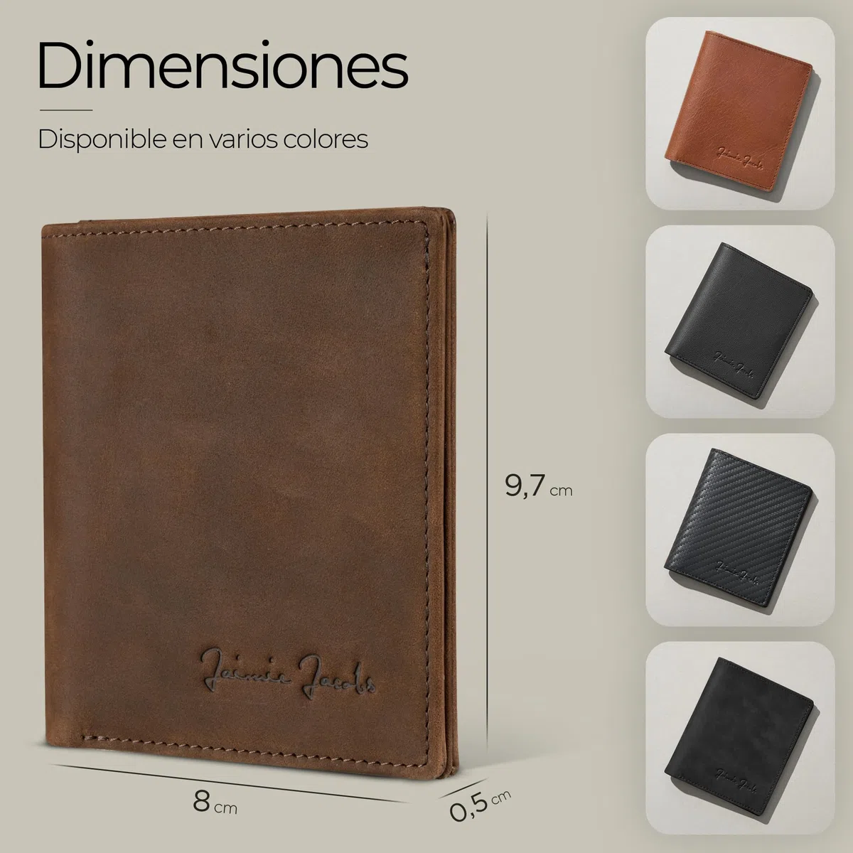 Jaimie Jacobs SLIMSTAR Carteras Hombre Pequeña con Bloqueador RFID (Bronceado Oscuro)
