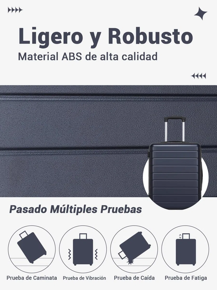 Maletas de Viaje Grandes 23 Kilos 76cm, Maleta Grande Rígida de ABS Ligera con 4 Ruedas Silenciosas de TPE y Cerradura de Combinación, Maletas de Viaje para Gran Capacidad (Azul Marino)
