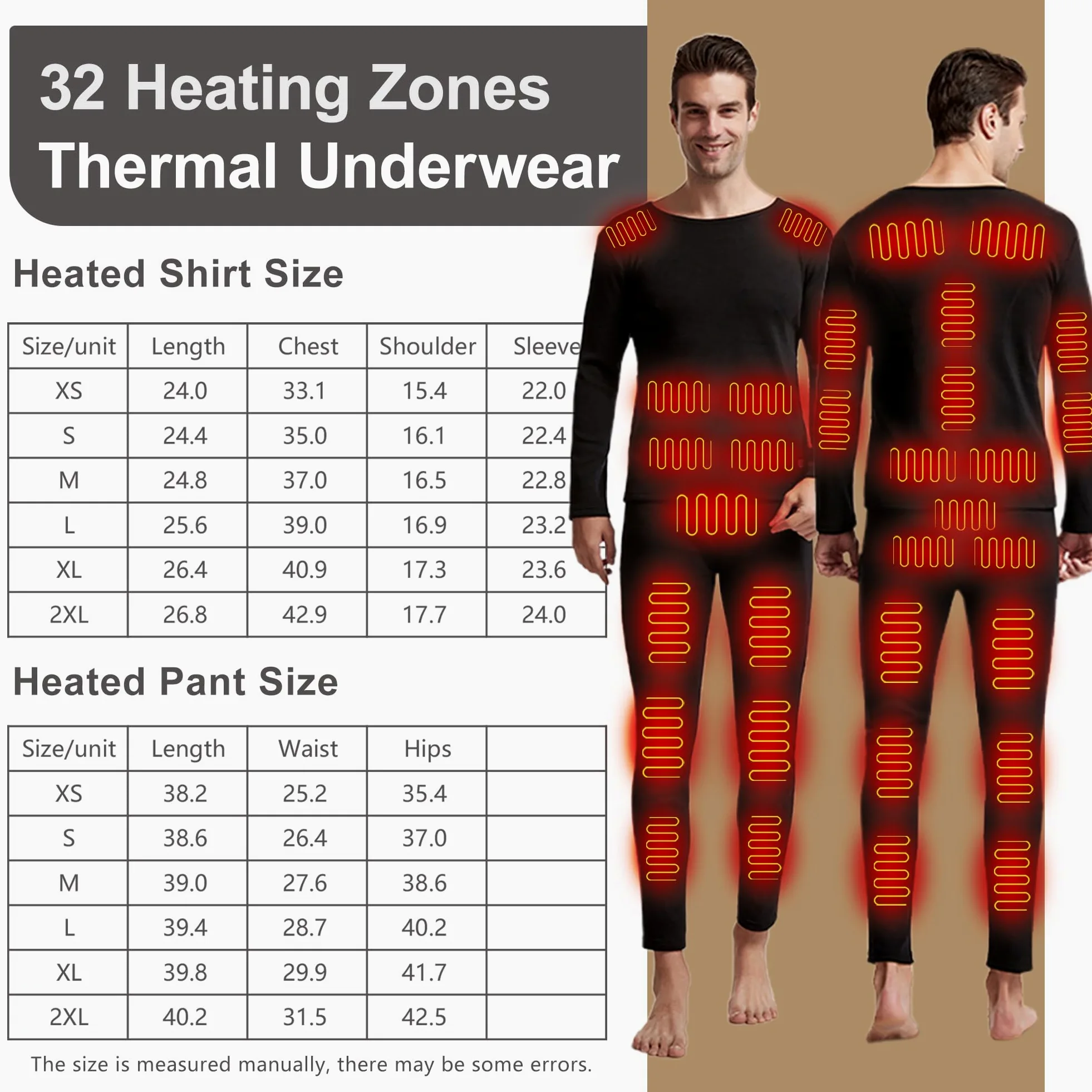 Ropa Interior Eléctrica Calefaccionada para Hombres, Capa Base Térmica De Invierno con Parte Superior Y Pantalones con 3 Niveles De Calefacción para Esquiar Y Acampar