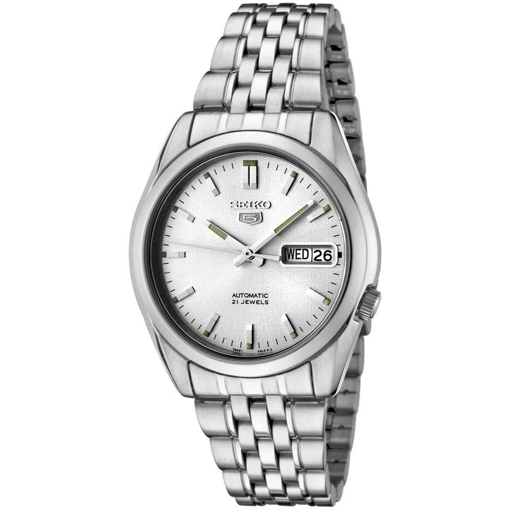 SEIKO SNK355 - Reloj de Caballero movimiento automático con brazalete metálico, plata