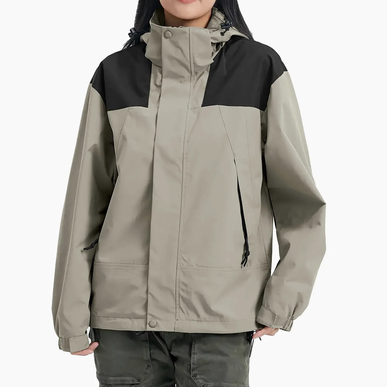 Chaqueta softshell para mujer, impermeable, forrada al aire libre, chaqueta 3 en 1, impermeable y transpirable: chaqueta funcional extraíble, cortavientos de gran tamaño, chaqueta de lluvia, chaqueta