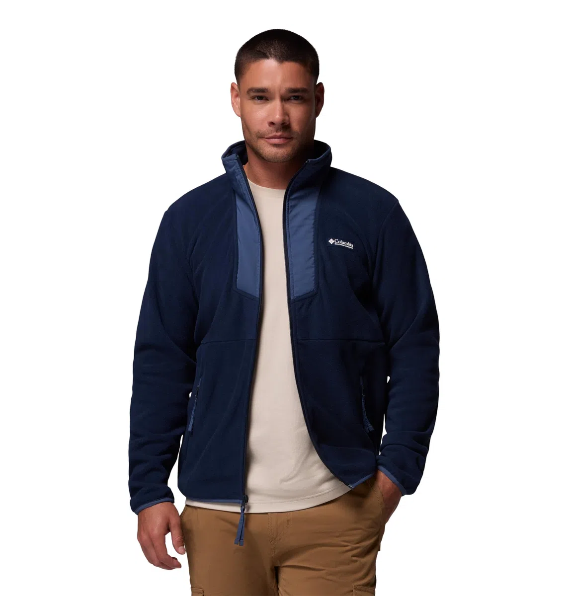 Columbia Sequoia Grove - Chaqueta de forro polar con cremallera completa para hombre, azul marino, azul oscuro, talla M