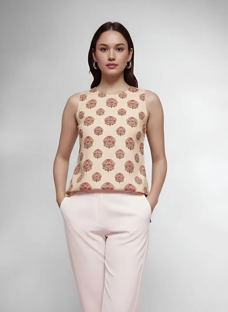 Pinkmint Camiseta sin mangas estampada para mujer y niña, tela de algodón puro batista, ajuste regular, suave, transpirable, ideal para uso casual, diario, oficina y verano (disponible en tallas