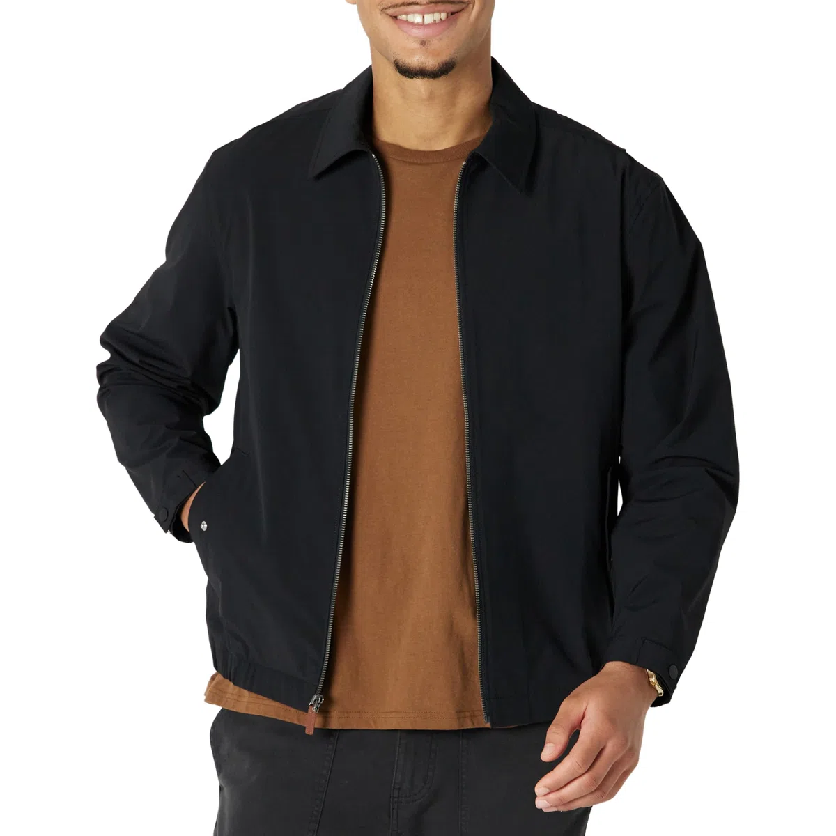 Amazon Essentials Hombre Chaqueta Bomber Elástica, Ligera y Holgada con Cremallera