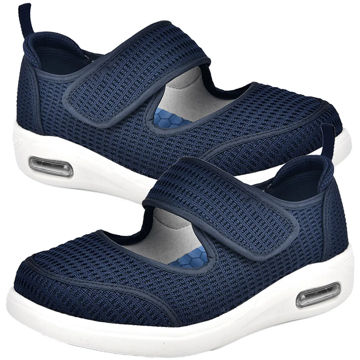 Zapatos pies Diabeticos Mujer Deportivas CuñA Interior Zapatos cómodos para juanetes Zapatillas Cómodas Ancho Especial ortopédicos Caminar ortopédicas Fascitis Plantar,Azul,39 EU