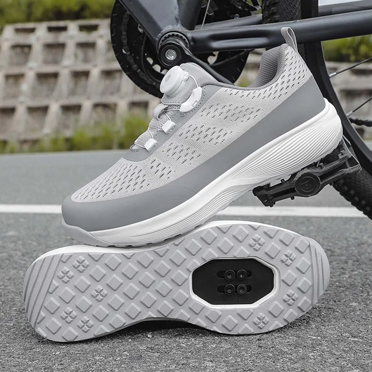 Zapatos De Bicicleta De Montaña, Zapatillas de Ciclismo MTB para Interiores Y Exteriores Compatibles con SPD 2 Pernos con Tacos