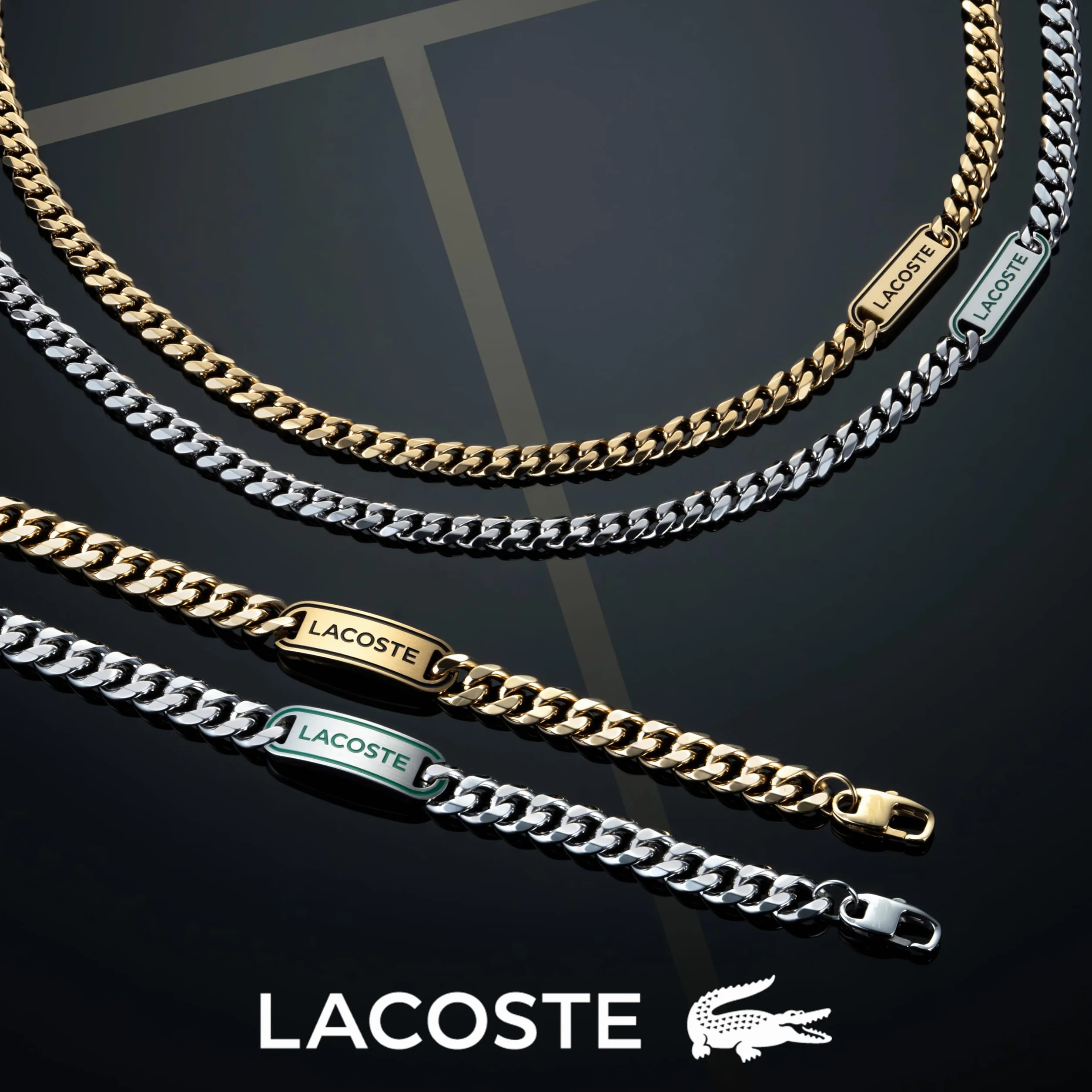 Lacoste Collar de cadena para Hombre Colección DISTRICT de Acero inoxidable