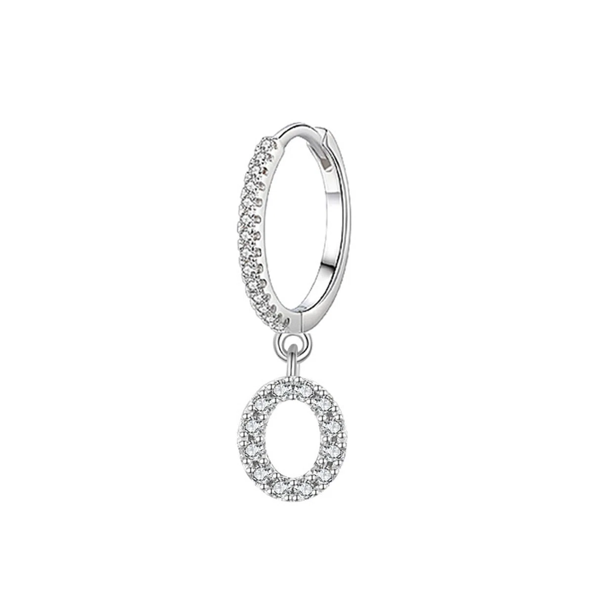 Wycian Pendientes de aro para mujer, apilables, letra dorada para ella, oro blanco