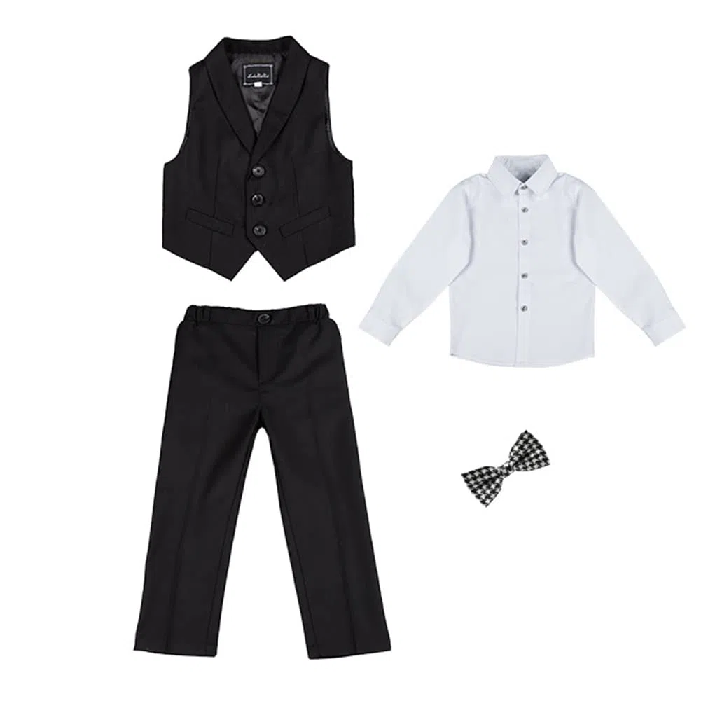 Trajes de Caballeros para Niños,Conjunto de Traje para Niños, Camisas de Manga Larga, Chaleco, Pantalones, Pajarita, Traje Infantil Elegante para Boda Comunión Bautizo Ceremonia Fiesta