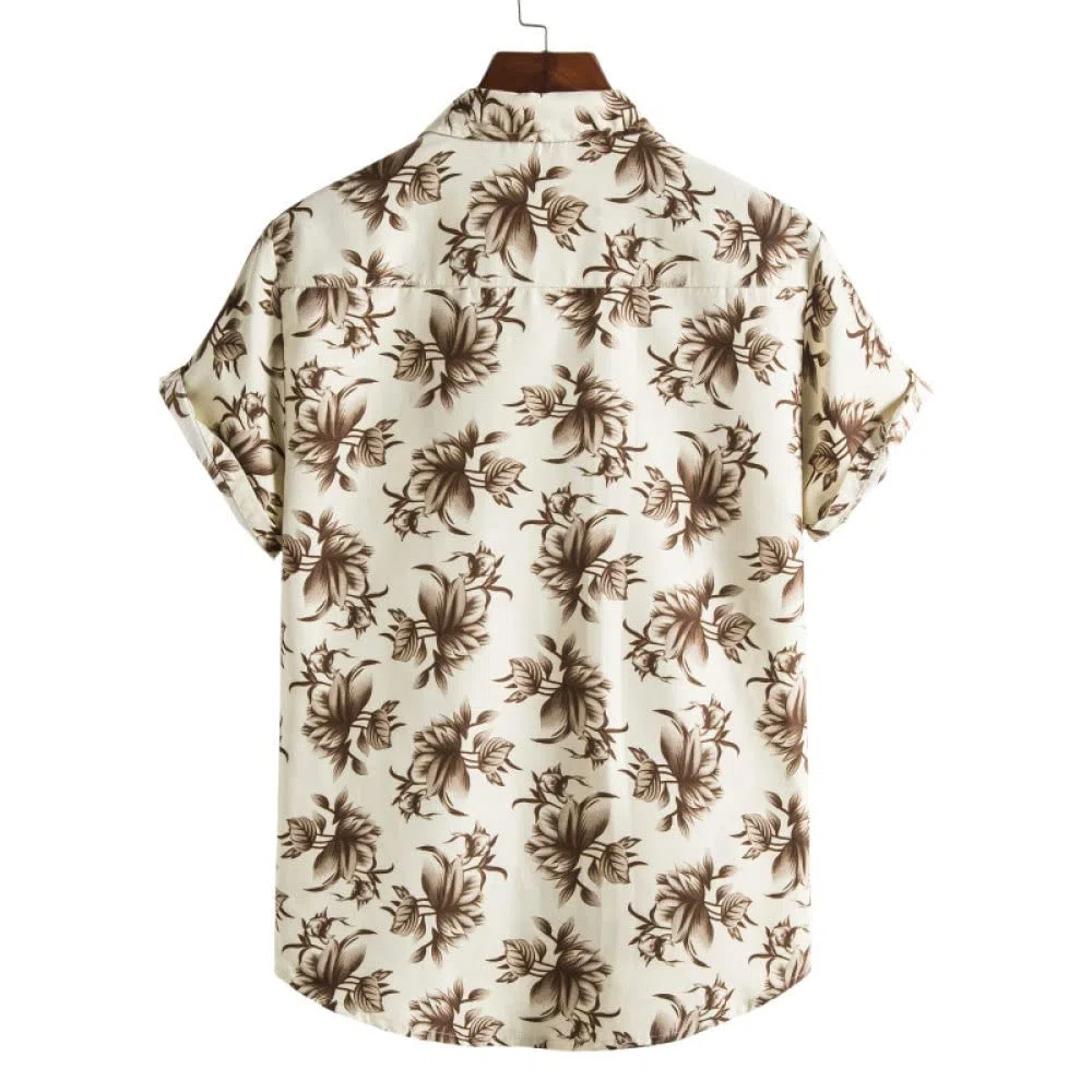 Camisa Hawaiana Hombre, Camisa Hawaiana Para Hombre Y Pantalones Cortos De Playa Hawaianos Conjunto De Flores De Albaricoque De Algodón Trajes De Hawaii Camisa De Playa De Manga Corta Casual Y Pant