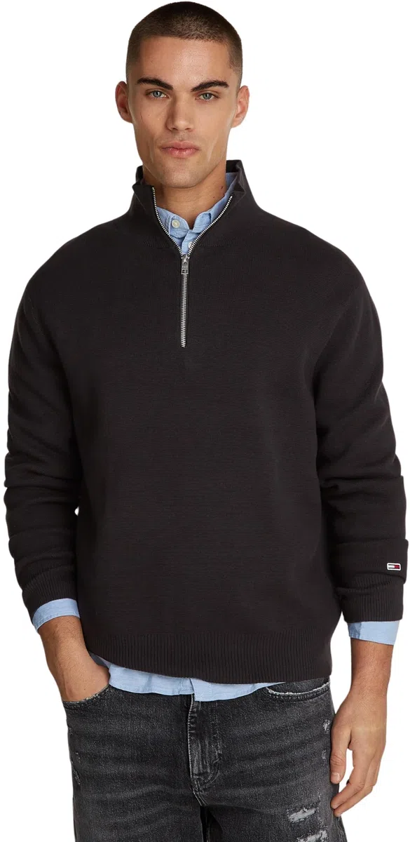 Tommy Jeans Jersey con Cremallera Hombre Regular Fit Half Zip con Cuello Vuelto