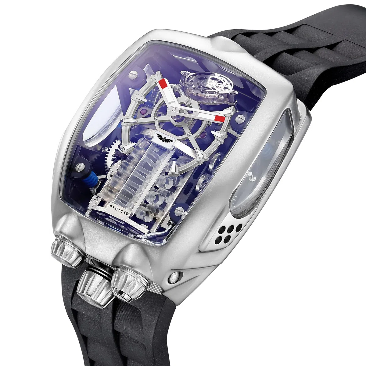FEICE FM666 reloj para hombre esqueleto de caja grande reloj mecánico automático para hombre reloj negro, plata, moderno