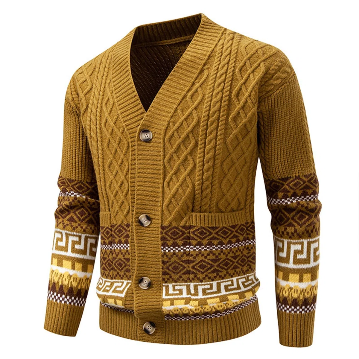Cardigan Punto Hombre, Chaqueta De Lana Hombre Cuello con Solapa Manga Larga Cárdigan De Punto Cierre De Botones Chaqueta Invierno Holgado Casual Suéter Otoño Invierno