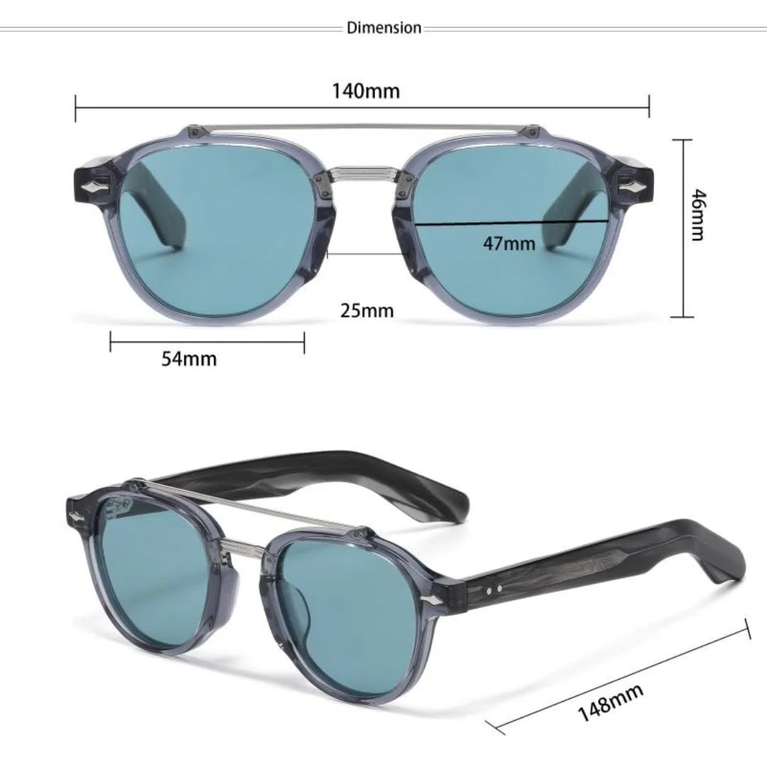 Gafas de sol polarizadas para hombre, montura de acetato, puente doble plano, diseño personalizado, unisex, modernas, decorativas, protección UV400.