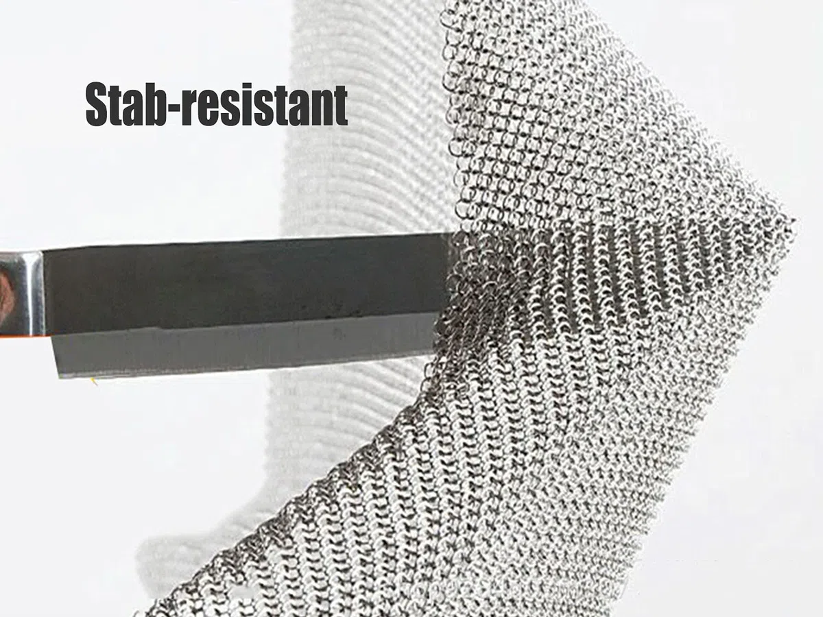 Delantal de Malla metálica Resistente a Cortes, Delantal de Carnicero de Acero Inoxidable Apto para Uso alimentario y Resistente a pinchazos (Color: Plata, Tamaño: 55x80cm/21.65"x31.5")