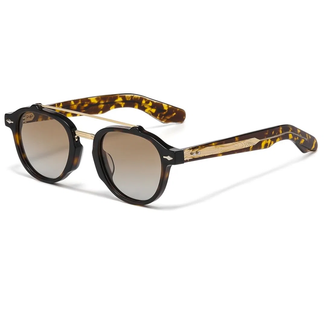 Gafas de sol polarizadas para hombre, montura de acetato, puente doble plano, diseño personalizado, unisex, modernas, decorativas, protección UV400.