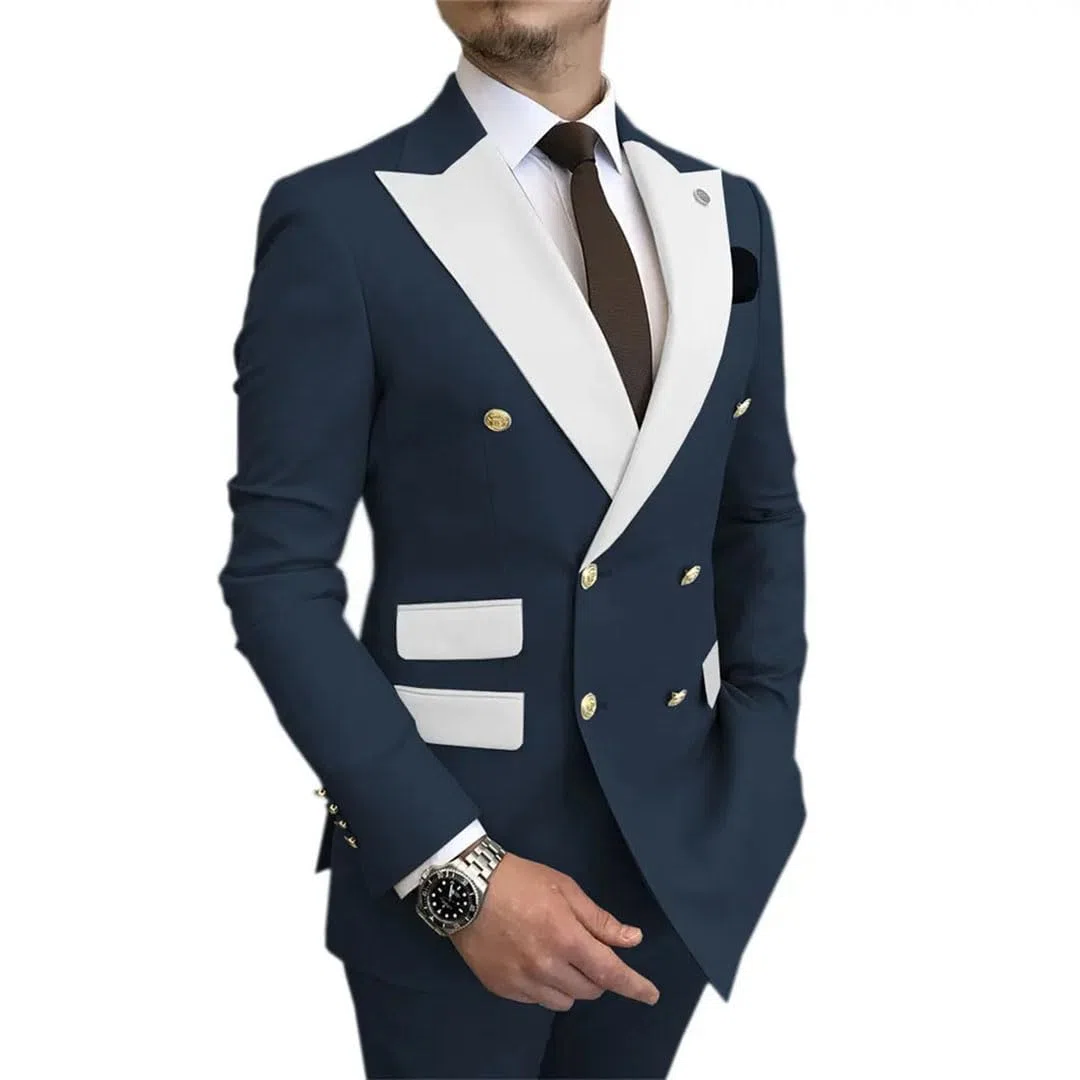 Traje de boda de dos piezas para hombre, traje de novio y padrino, traje de negocios, banquete de boda (chaqueta + pantalones)
