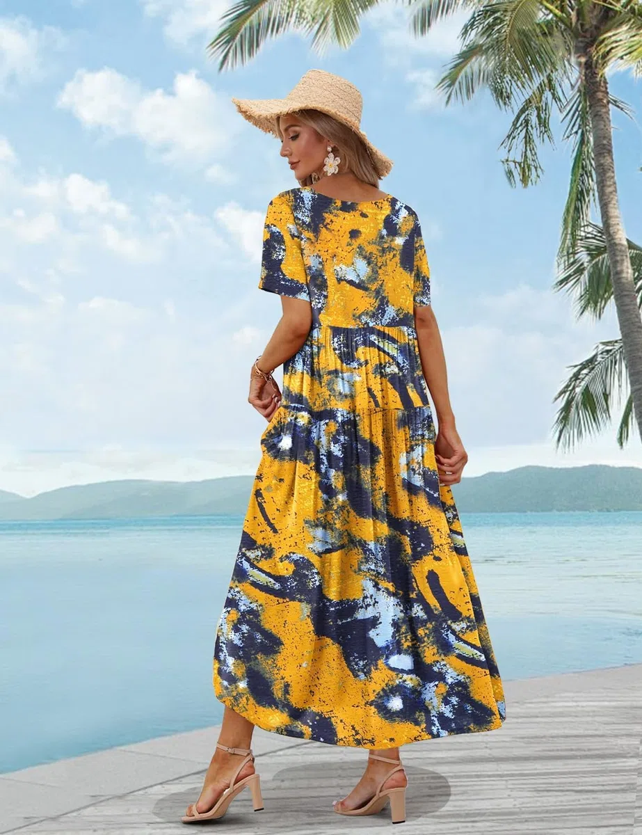 YESNO Deman E01 - Vestido de verano con cuello redondo