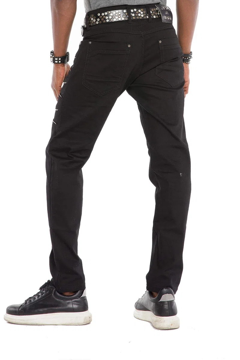 Cipo & Baxx Pantalones vaqueros de corte recto para hombre, con cremallera