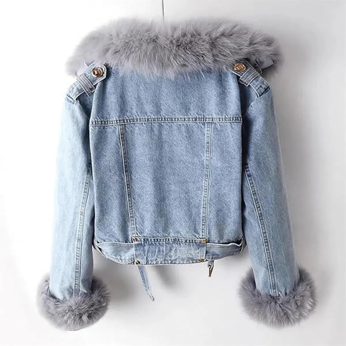 Chaqueta Vaquera con Piel para Mujer, Chaqueta de Invierno Tallas Grandes Forrada Chaqueta de Piel, Vaqueros Abrigo Vaquero Acolchado Chaquetas de Invierno, Chaquetas Vaqueras Cálidas de Invierno